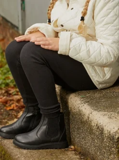 Toezone Lily Filles Leather Gusset and Zip Ankle Noir Bottes Discount