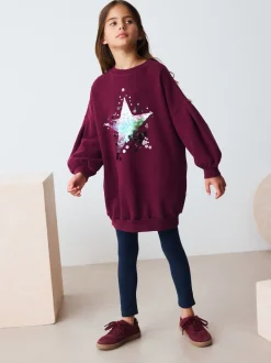Next - Robe-chaussette (3-16ans) Étoile à sequins rouge bordeaux Sale