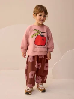 Next - Ensemble Sweat-shirt et jogging Coupe ballon (3mois -7ans) Tomate Rose/Marron Sale