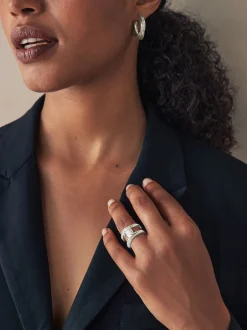 Next Tonalité argentée - Bague scintillante Interlink Sale