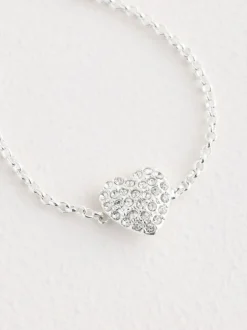 Next Tonalité argentée - Bracelet de cheville avec cœur pavé New