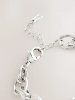 Next Tonalité argentée - Bracelet à grosse chaîne à maillons doubles Clearance