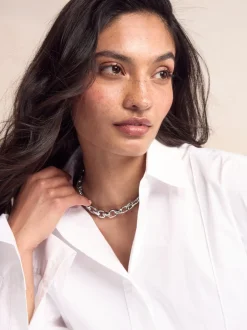 Next Tonalité argentée - Collier à double maillons et grosse chaîne Discount