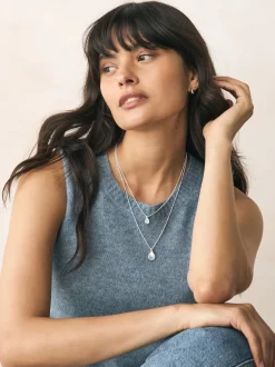 Next Tonalité argentée - Collier multi-couches à pétales scintillants Sale