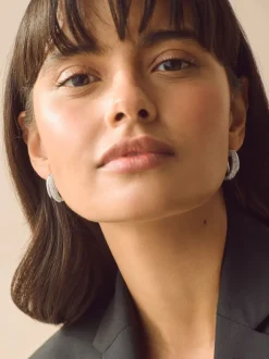 Next Tonalité argentée - Créoles doubles scintillantes Best