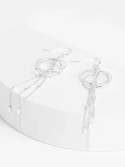 Next Tonalité argentée - Pendants d'oreilles chaîne et cercle New