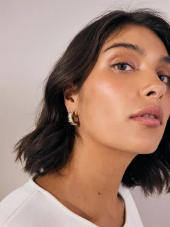 Next Tonalité d'or - Boucles d’oreilles Ridged Hoop Sale