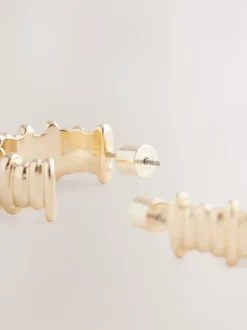 Next Tonalité d'or - Boucles d’oreilles Ridged Hoop Sale