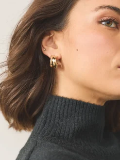 Next Tonalité d'or - Boucles d’oreilles larges petites créoles New