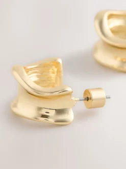 Next Tonalité d'or - Boucles d’oreilles larges petites créoles New