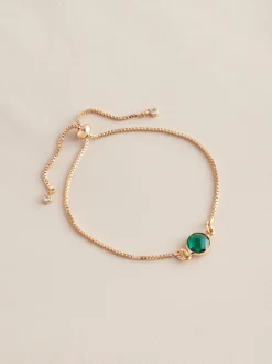 Next Tonalité d'or - Bracelet Birthstone à nœud coulissant Hot
