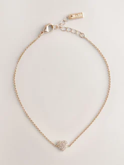 Next Tonalité d'or - Bracelet de cheville avec cœur pavé Discount