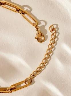 Next Tonalité d'or - Bracelet en acier inoxydable avec chaîne de trombones Hot