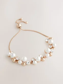 Next Tonalité d'or - Bracelet extensible effet perles scintillantes Sale