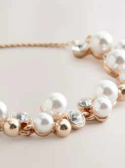 Next Tonalité d'or - Bracelet extensible effet perles scintillantes Sale