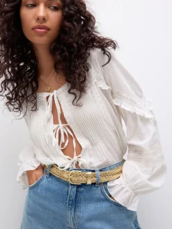 Next Tonalité d'or - Ceinture en cuir tressé à la main Clearance