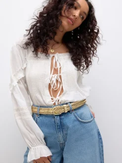 Next Tonalité d'or - Ceinture en cuir tressé à la main Clearance