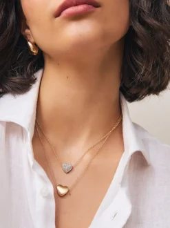 Next Tonalité d'or - Collier cœur pavé à deux rangs Online