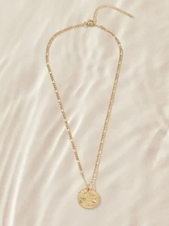 Next Tonalité d'or - Collier en acier inoxydable avec disque martelé Online