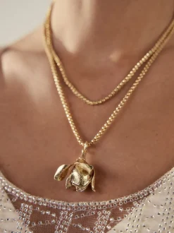 Next Tonalité d'or - Collier long à fleurs