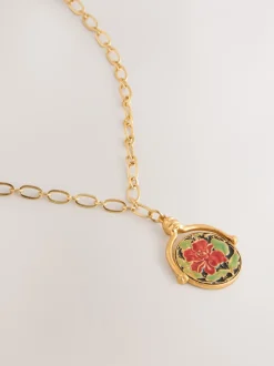 Next Tonalité d'or - Collier long Fleuri avec barre en T Best