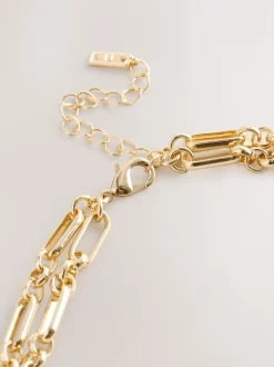 Next Tonalité d'or - Collier multicouche avec chaîne à barre en T