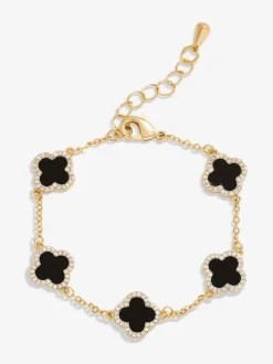 Jon Richard - Jets Bracelet trèfle en émail Tonalité d'or Sale