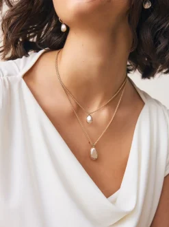 Next Tonalité or/argent - Collier à deux rangs Discount