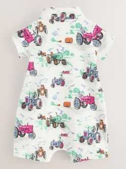 Next Tracteur écru à col imprimé - Barboteuse Kidston 100% Cotton Cath Outlet
