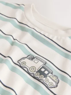 Next Train bleu/écru - T-shirt Rayure Manches courtes (3mois-7ans) (3mois-7ans) New