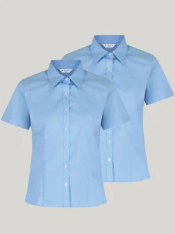 Trutex Bleu Coupe ajustée Manches courtes  2 Pack Chemises d'école Online