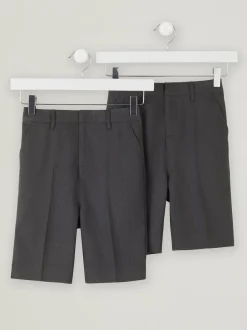 Trutex Junior Boys Slim Leg Gris 2 Pack School Shorts Outlet
