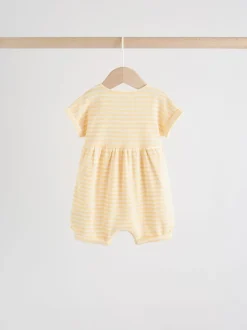 Next T-shirt bleu et citron imprimé à boutons - Lot de 3 barboteuses bébé en jersey Best