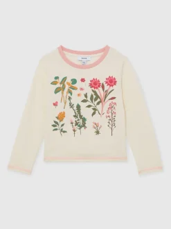 Reiss T-shirt Darcy en Coton Fleuri Brodé Hot