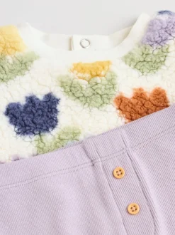 Next tulipe Crème/Violet - Ensemble de Hauts et Leggings en polaire Bébé 2 pièces (0mois-2ans)