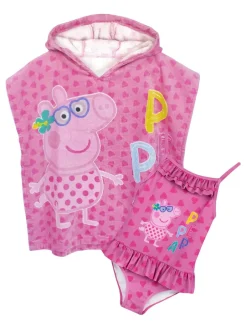 Vanilla Underground Girls Peppa Pig Swimsuit and Towel poncho set. Hot