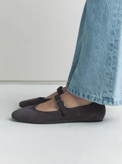 Next Velours côtelé gris - Chaussures Mary Jane à boucle à bout rond Forever Comfort New