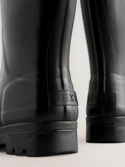 Next Vernies noires - Bottes de pluie hauteur genou doublées de fausse fourrure haut de gamme Online