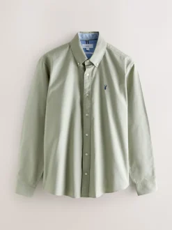 Next - Ajustement régulier - Chemise Oxford à manches longues vert Clearance