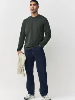 Next - Ajustement régulier - T-shirt à manches longues de cou d'équipage Vert Discount