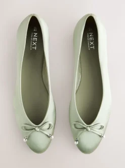 Next vert - Ballerines de demoiselle d’honneur effet perle avec nœud Clearance