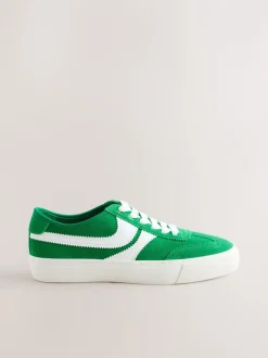 Next Vert - Baskets à lacets Forever Comfort® en daim à rayures latérales Online