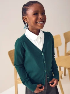 Next - Cardigan à col en V Cotton Rich School (3-16ans) Vert Discount
