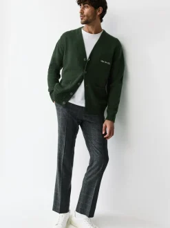 Next Vert - Cardigan Coupe classique à motif Poitrine Brodé Best