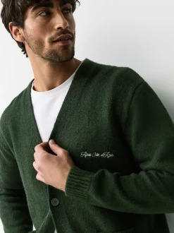 Next Vert - Cardigan Coupe classique à motif Poitrine Brodé Best