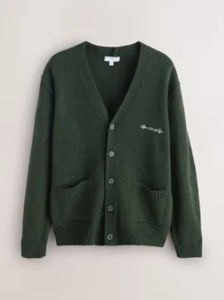 Next Vert - Cardigan Coupe classique à motif Poitrine Brodé Best