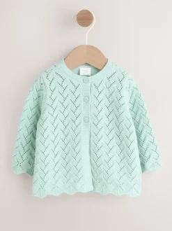 Next Vert - Cardigan en maille pointelle bébé (0mois-2ans) (0mois-2ans) Sale