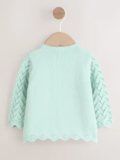 Next Vert - Cardigan en maille pointelle bébé (0mois-2ans) (0mois-2ans) Sale