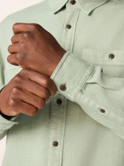 Next Vert - Chemise à manches longues texturée à deux poches Coupe classique Sale