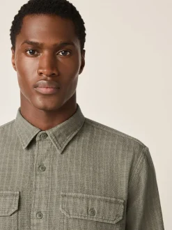 Next Vert - Chemise Coupe classique texturée à manches longues gaufrée Discount